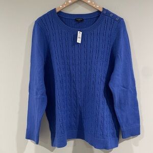 Talbots Super-Soft Cable Knit Sweater – Royal Blue Plus Size 2X Petite NWT, Cozy